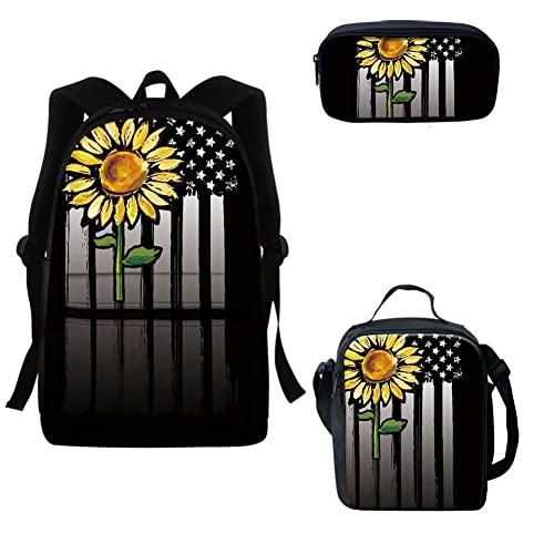 Us Flag With Sunflower