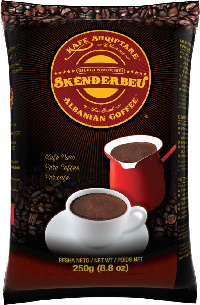 Premium Albanian Coffee® SKENDERBEU - 8.8 Oz / 250g (20 Pack) - Authentic Balkan Blend for Espresso, Turkish Coffee & Home Brewing - Rich Aroma & Bold Flavor - Perfect for Morning Boost or Afternoon Relaxation