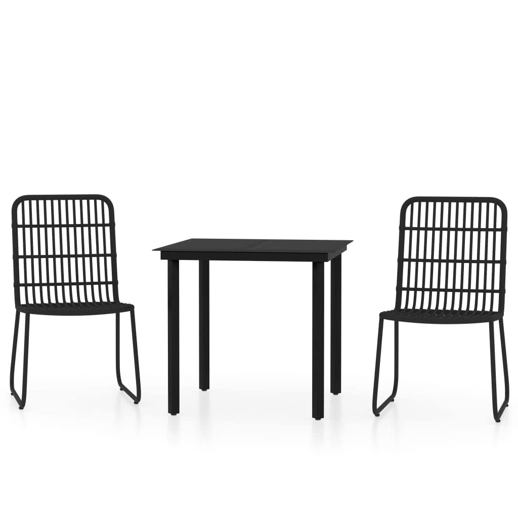 vidaXL 3-Piece Patio Dining Set - Outdoor Garden Table and Chairs for Lawn, Yard, Terrace & Balcony - Black Seating Furniture | Perfect for Backyard BBQs, Poolside Dining & Outdoor Entertaining