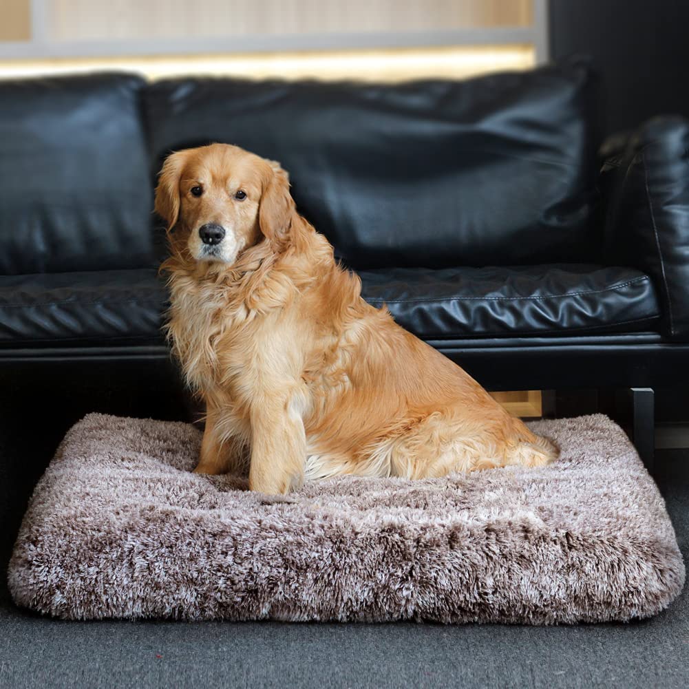 Premium Plush Dog Bed Crate Pad - Soft Washable Anti-Slip Pet Bed for Large Medium Small Dogs & Cats | Calming Kennel Mat for Anxiety Relief & Comfortable Sleeping | Perfect for Crates, Travel & Home Use