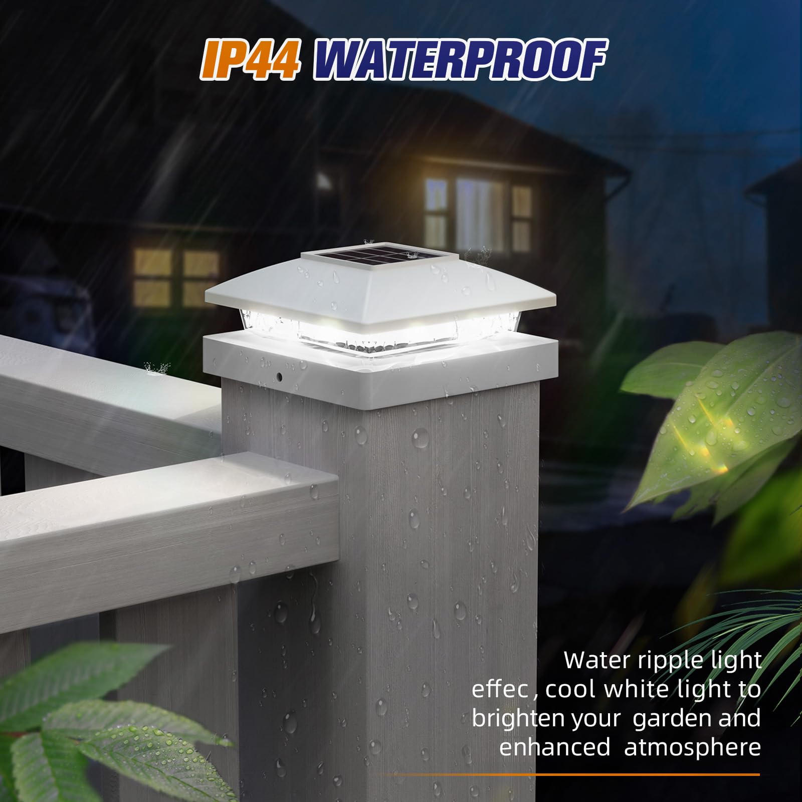 APONUO 8 Pack Solar Post Cap Lights - Cool White Waterproof Outdoor Solar Lights for 4x4 Wood/Vinyl Fence, Deck & Patio - Energy Efficient Garden & Pathway Lighting for Nighttime Safety & Ambience