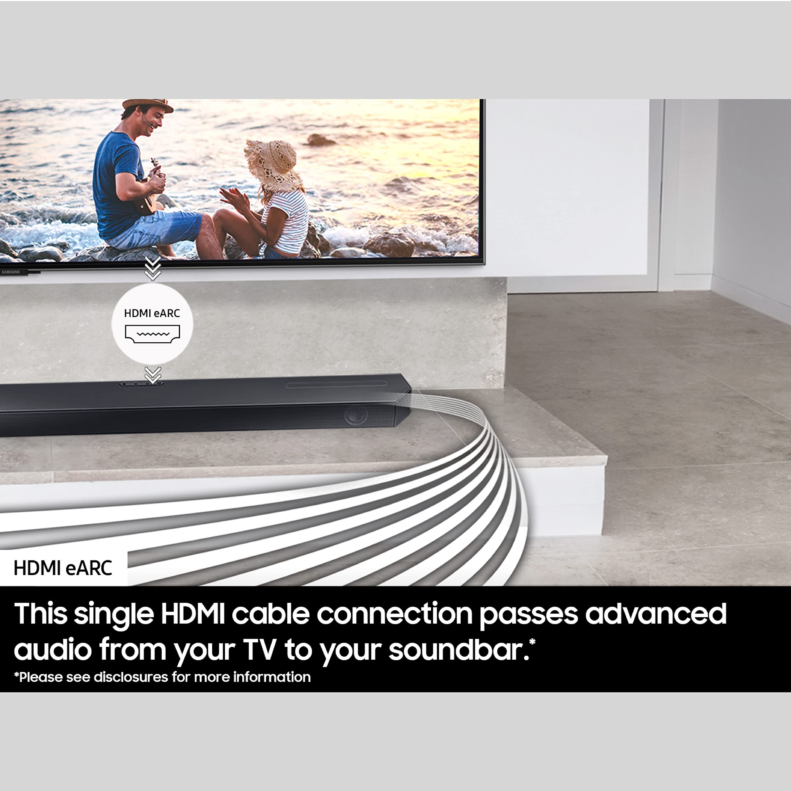 SAMSUNG HW-Q60C 3.1ch Soundbar with Dolby Audio & Q-Symphony | Wireless Bluetooth Sound Bar with Adaptive Sound Lite, HDMI eARC, Game Mode | Perfect for Home Theater, Gaming & Music Streaming | Black