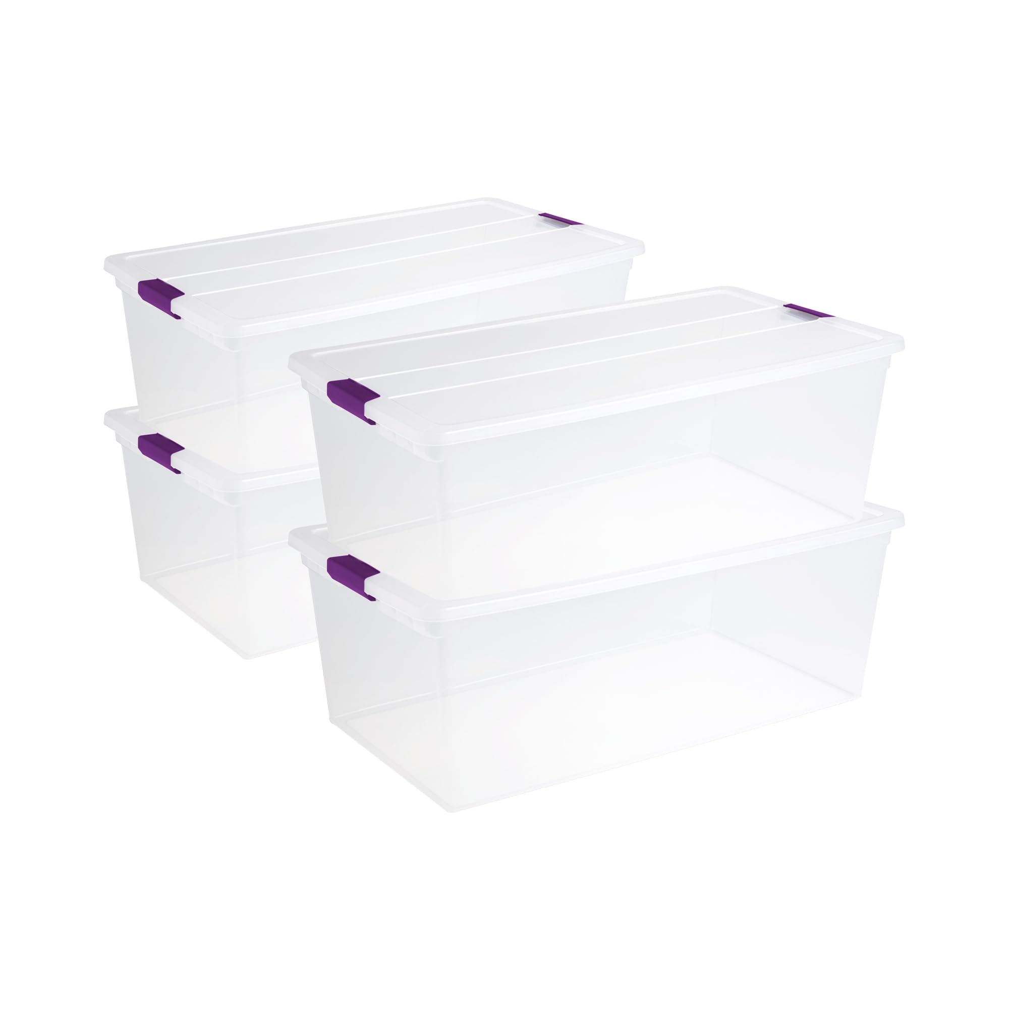 Sterilite 4-Pack ClearView Latch Storage Box - 110 Quart Stackable Plastic Bins for Home Organization | Perfect for Closet, Garage, Toy & Seasonal Storage