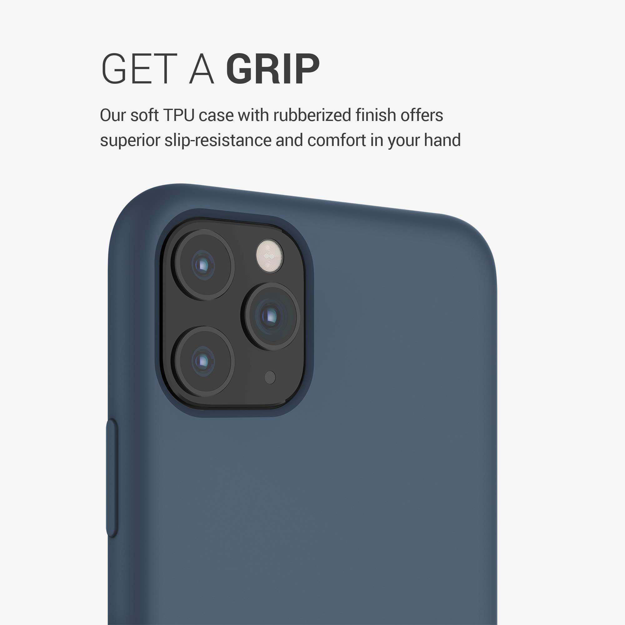 kwmobile TPU Silicone Case for Apple iPhone 11 Pro Max - Shockproof Soft Protective Cover with Non-Slip Grip in Dark Slate | Perfect for Everyday Use, Work & Outdoor Activities