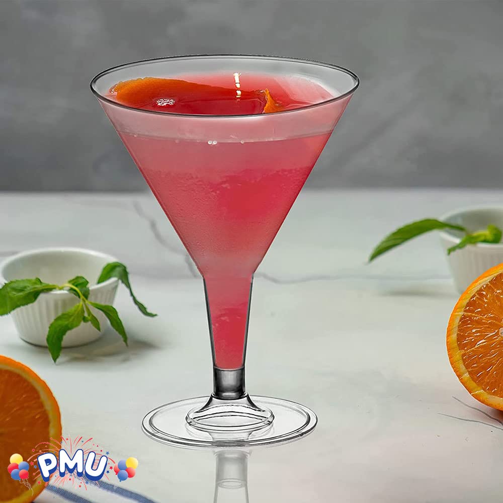 Disposable Plastic Martini Glasses - 10-Pack Reusable Cocktail Cups for Whiskey, Margarita & Home Bar Parties - Clear Drinkware for Entertaining & Events