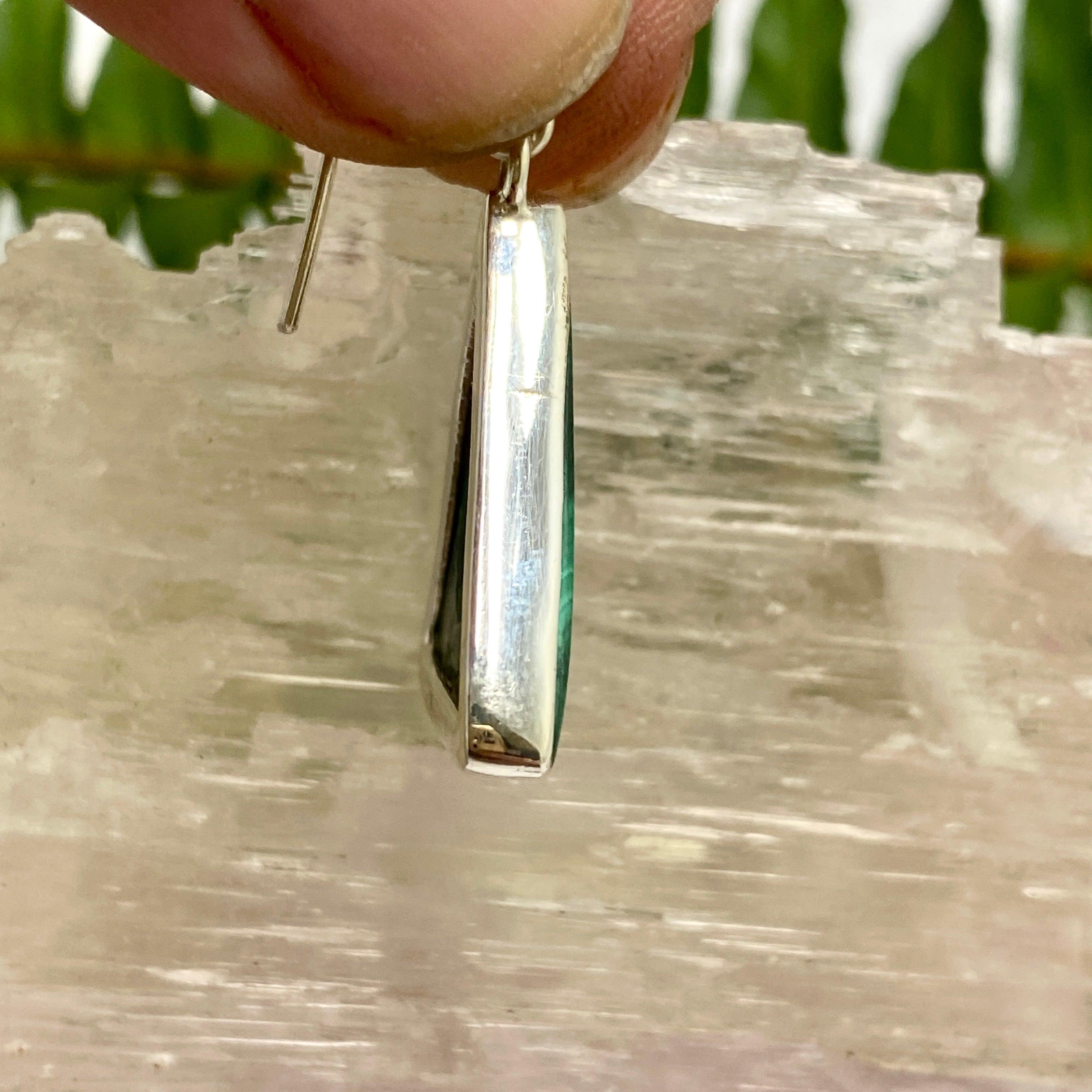 Natural Malachite Triangular Earrings for Women - Handmade Green Gemstone Dangle Earrings - Perfect for Boho, Hippie & Casual Outfits