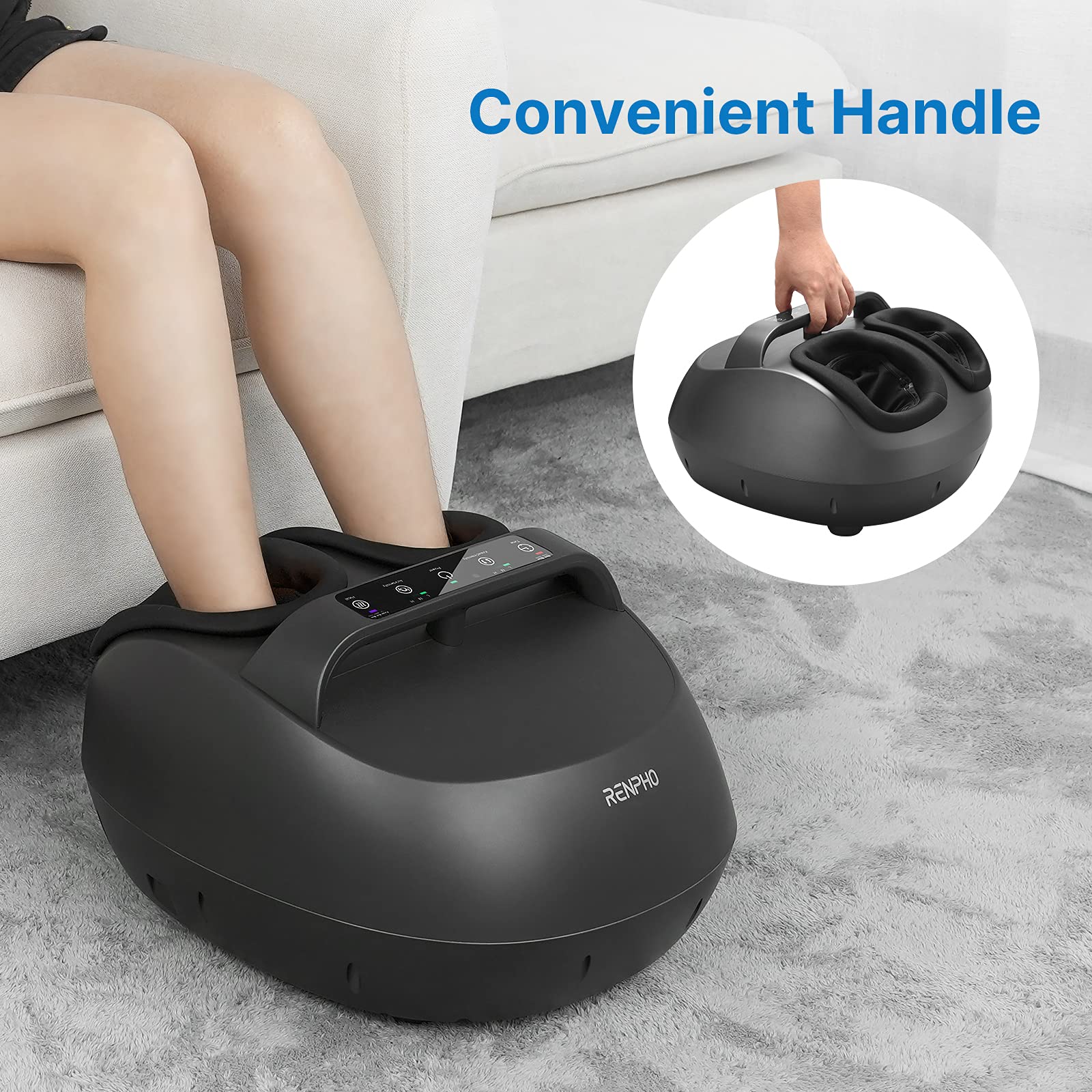 RENPHO Shiatsu Foot Massager with Heat & Remote Control - FSA HSA Eligible Electric Foot Massage Machine for Men & Women, Fits Up to Size 12 - Perfect for Home Relaxation, Pain Relief & Stress Relief After Work