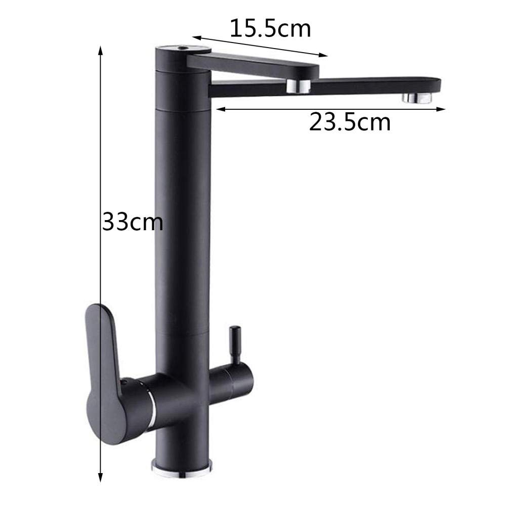 3 in 1 Black Kitchen Sink Mixer Faucet with Water Filter - Hot & Cold Water Purifier, Rotating Dual Outlet for Modern Homes | Perfect for Cooking, Washing Dishes & Filling Pots