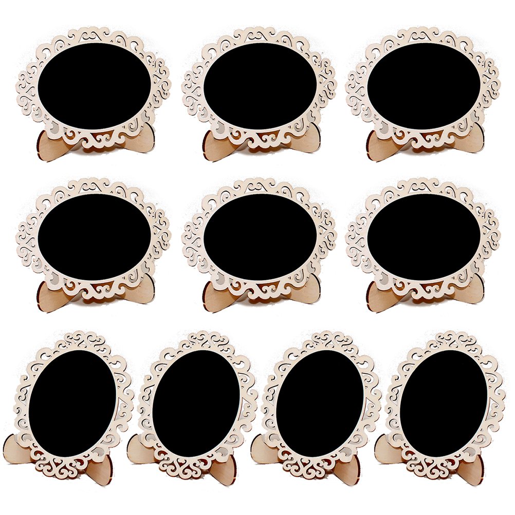20pcs Mini Wooden Chalkboard Signs - Oval Blackboard Wedding Decor, Table Numbers, Place Cards - Perfect for Rustic Weddings, Baby Showers & DIY Craft Projects