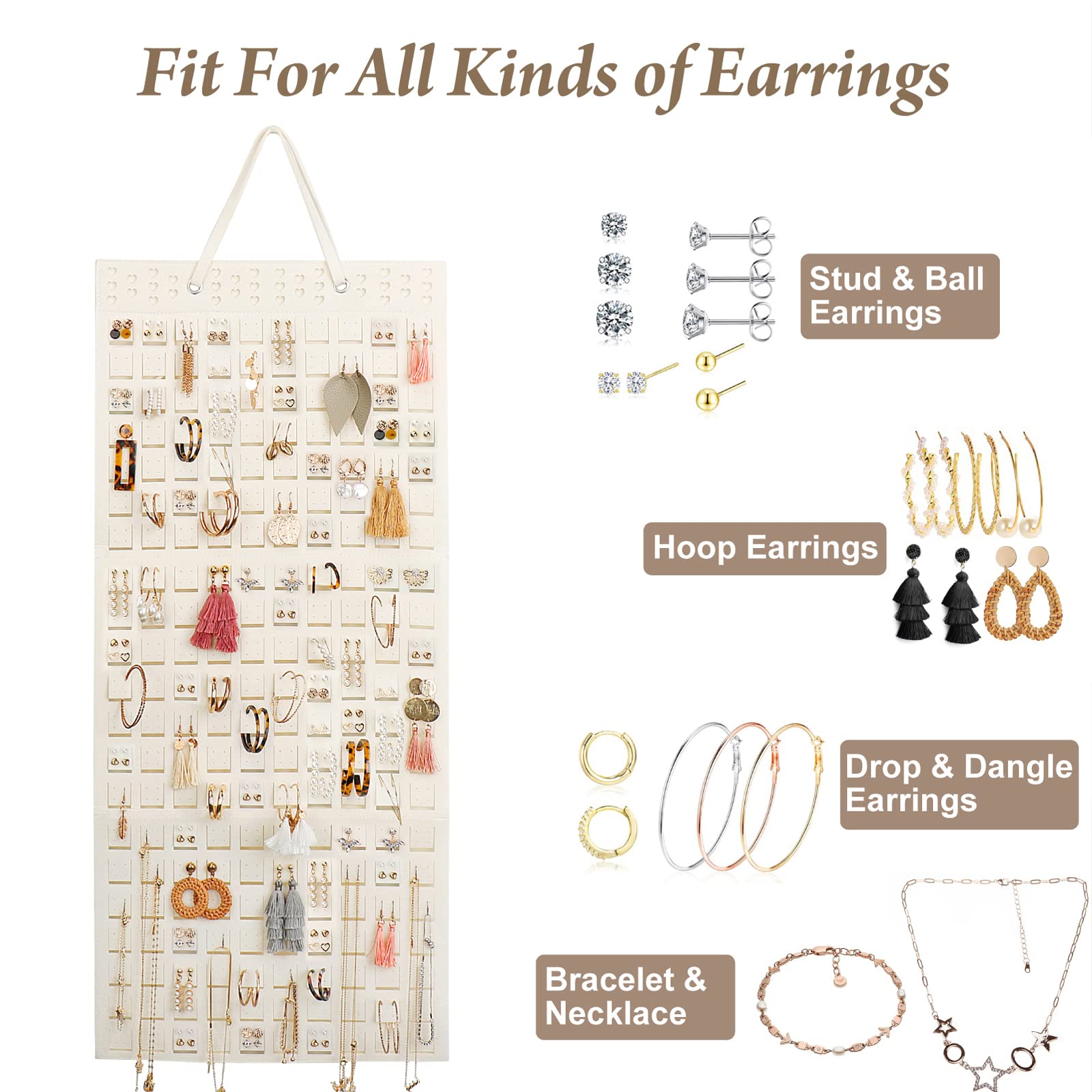 Extra Large Earring Organizer - Holds Up to 420 Pairs, Wall Mount Jewelry Display & Storage for Women & Girls - Perfect for Bedroom, Closet, or Dressing Room Organization