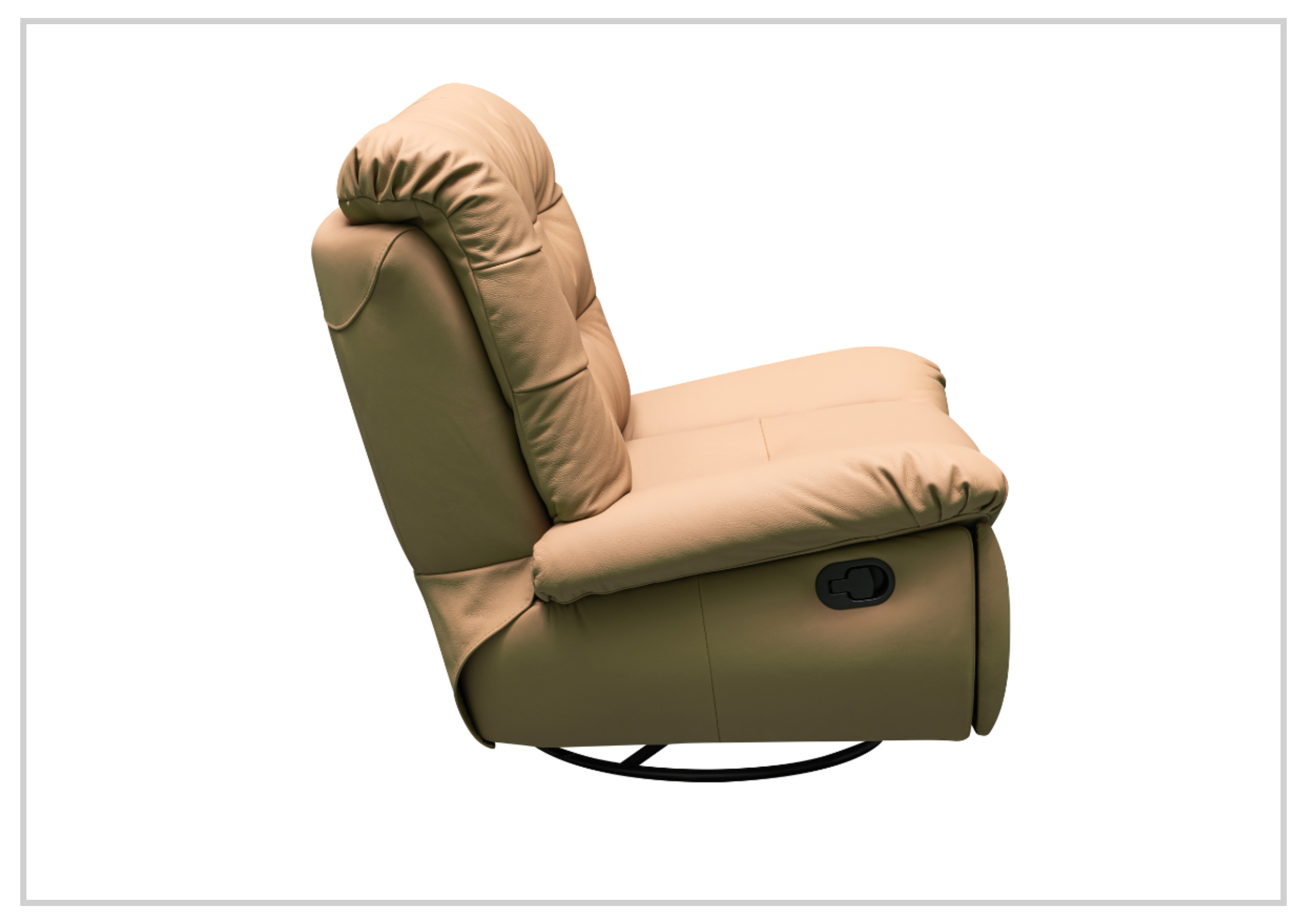 Klaussner Celina Swivel Glider Leather Manual Recliner Chair with Cushion Arms - Comfortable Living Room Seating for Relaxing & Reading