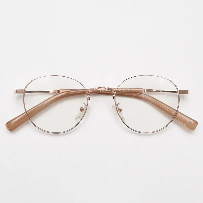 CCspace Unisex Full Rim Round Alloy Eyeglasses 56836 - Lightweight Metal Frame Glasses for Men & Women - Perfect for Reading, Driving & Daily Wear