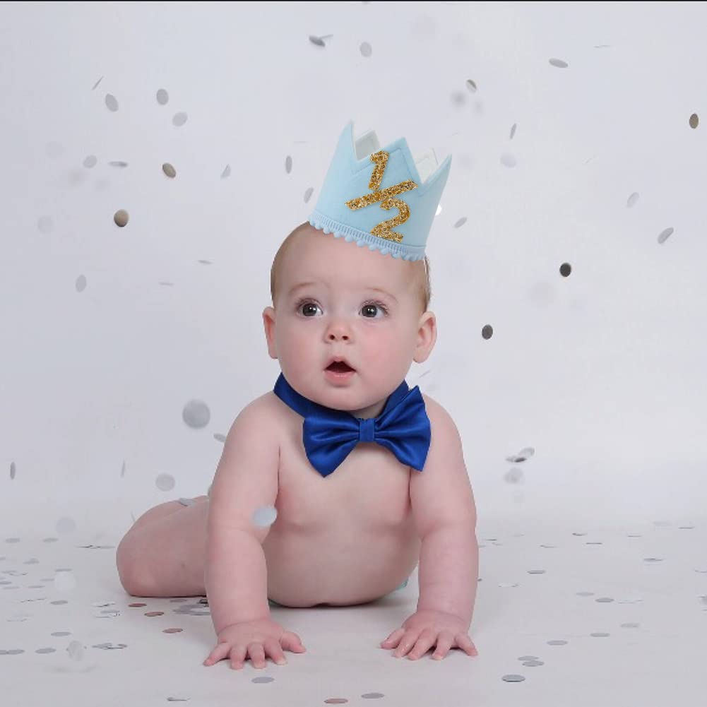 Baby Boys Birthday Crown - Blue Felt Hat for Kids Birthday Party | Toddler Boy Birthday Accessories for 1st, 2nd, 3rd Year Celebrations & Photo Shoots