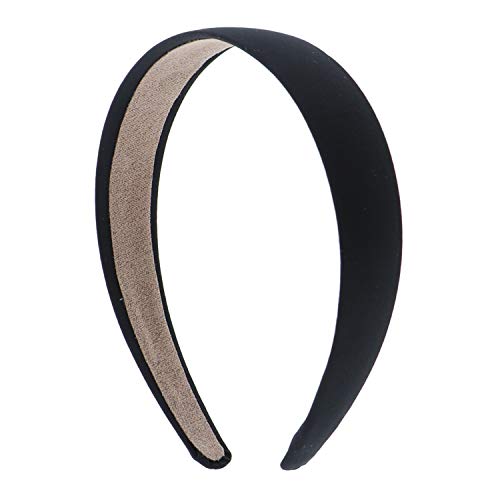1 Inch Black Satin Hard Headband for Women - Elegant Hair Accessory for Work, Parties, and Everyday Style