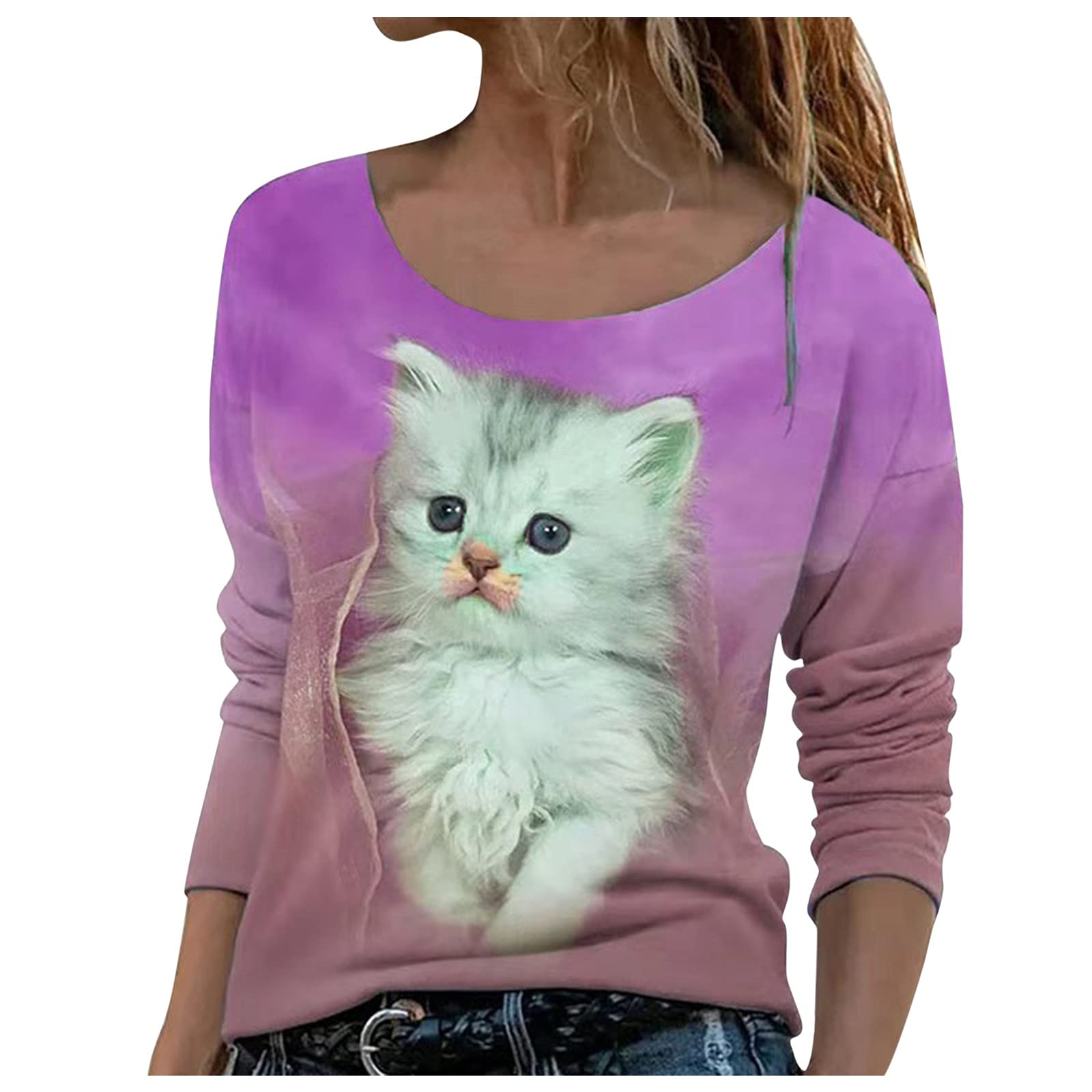 Women's Fashion Blouse - Solid Color & Printed Pattern Round Neck Long Sleeve Shirt | Casual & Office Wear | Perfect for Work, Dating & Everyday Outfits