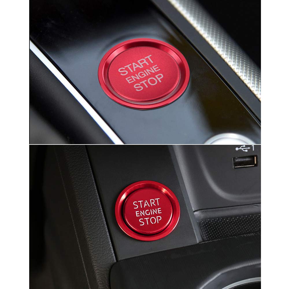 LECART Red Metal Engine Start Button Cover for Audi A4 A5 A6 A7 Q5 - Keyless Ignition Button Stickers, Auto Interior Decoration Trim 2Pcs - Perfect for Car Enthusiasts & Customization