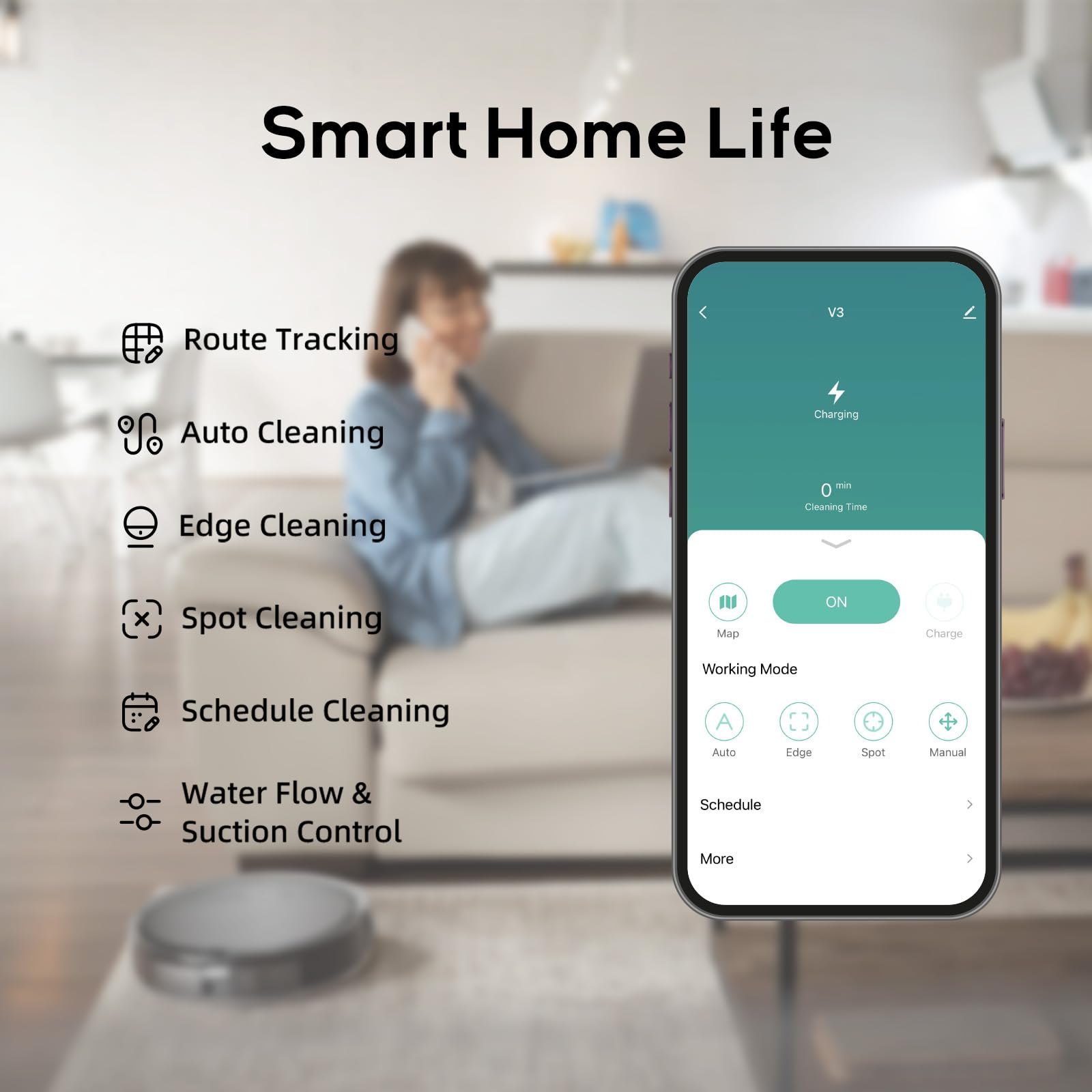 V3 Robot Vacuum and Mop Combo - Self-Charging 5000Pa Strong Suction, WiFi/Alexa/App Control, Ultra-Slim 3-in-1 Robotic Cleaner for Hardwood Floors, Pet Hair & Low Pile Carpets - Perfect for Homes with Pets & Busy Families