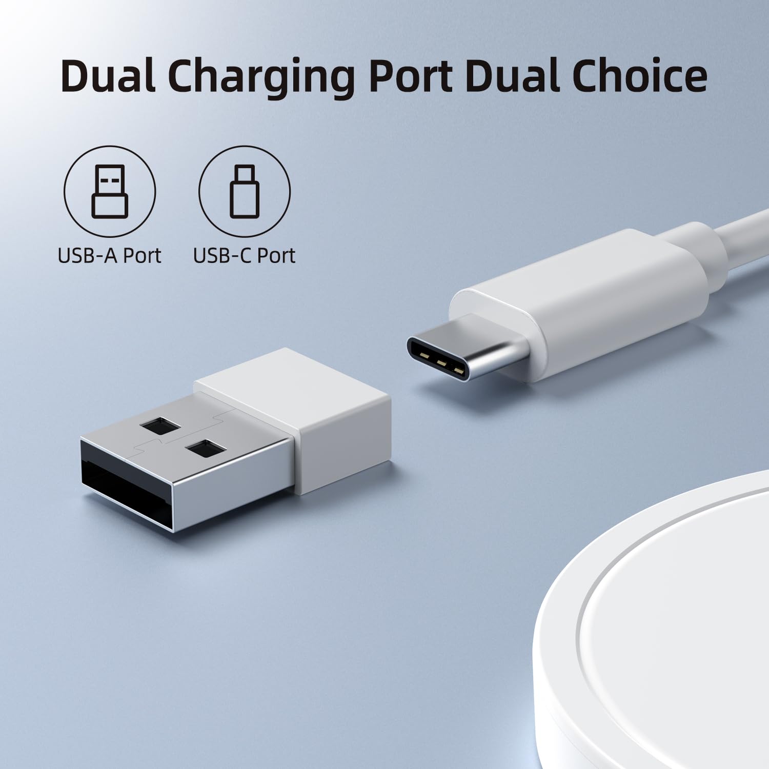 15W Max Fast Magnetic Wireless Charger Pad for iPhone 15/14/13/12 - White with USB-A Converter | Qi-Certified Charging Station for Home, Office & Car