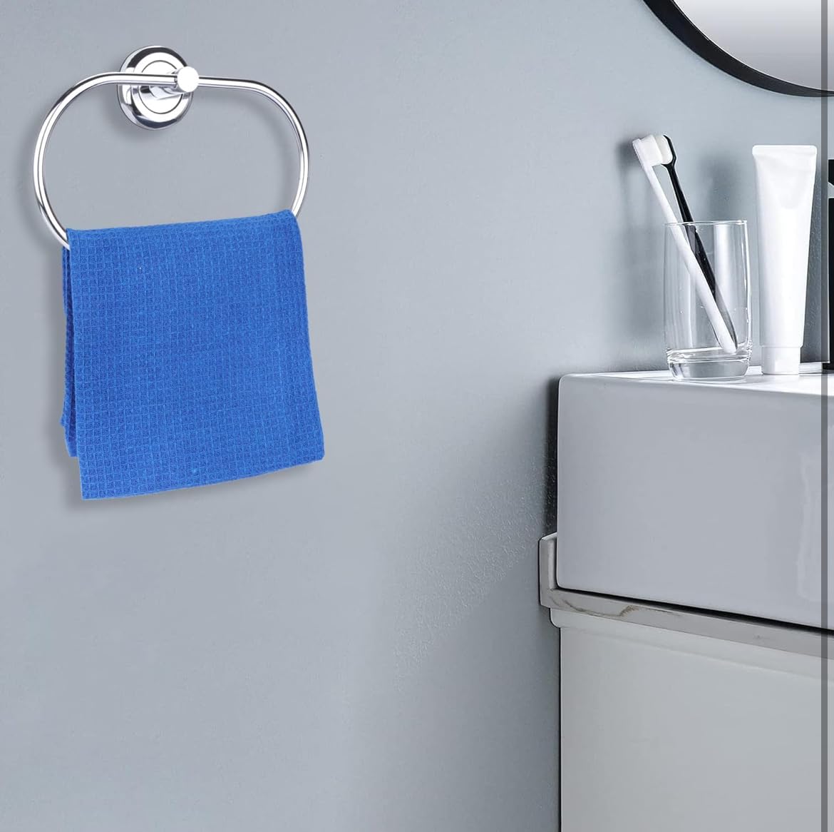 Stainless Steel Oval Towel Ring - Rustproof Bathroom Towel Holder & Hanger for Hand, Kitchen, or Bath Towels | Modern Bathroom Accessories & Cabinet Organizer | Perfect for Home, Hotel, or Spa Use