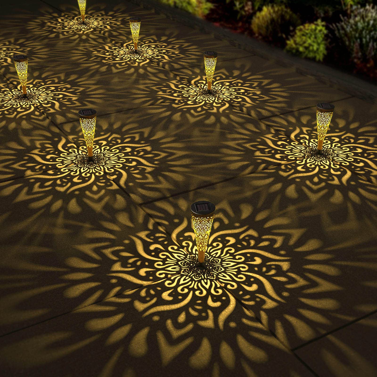 6 Pack Solar Pathway Lights Outdoor - Waterproof Solar Garden Lights with Warm White LED for Patio, Backyard, Walkway, Yard & Garden Decor - Gold (6Pcs) | Perfect for Landscape Lighting, Driveway Markers & Evening Ambience