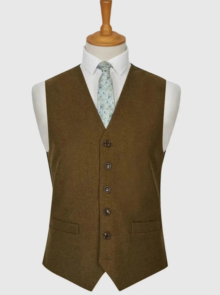 LA Smith Green Plain Country Waistcoat for Men - Classic Vintage Vest for Casual Wear, Outdoor Activities & Costume Parties