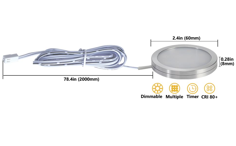 Smart Puck Lights with Bluetooth APP Control - Dimmable Under Cabinet Lighting, 12V DC Adaptor, Warm White (4 Pack) - Perfect for Kitchen, Closet, and Display Case Illumination