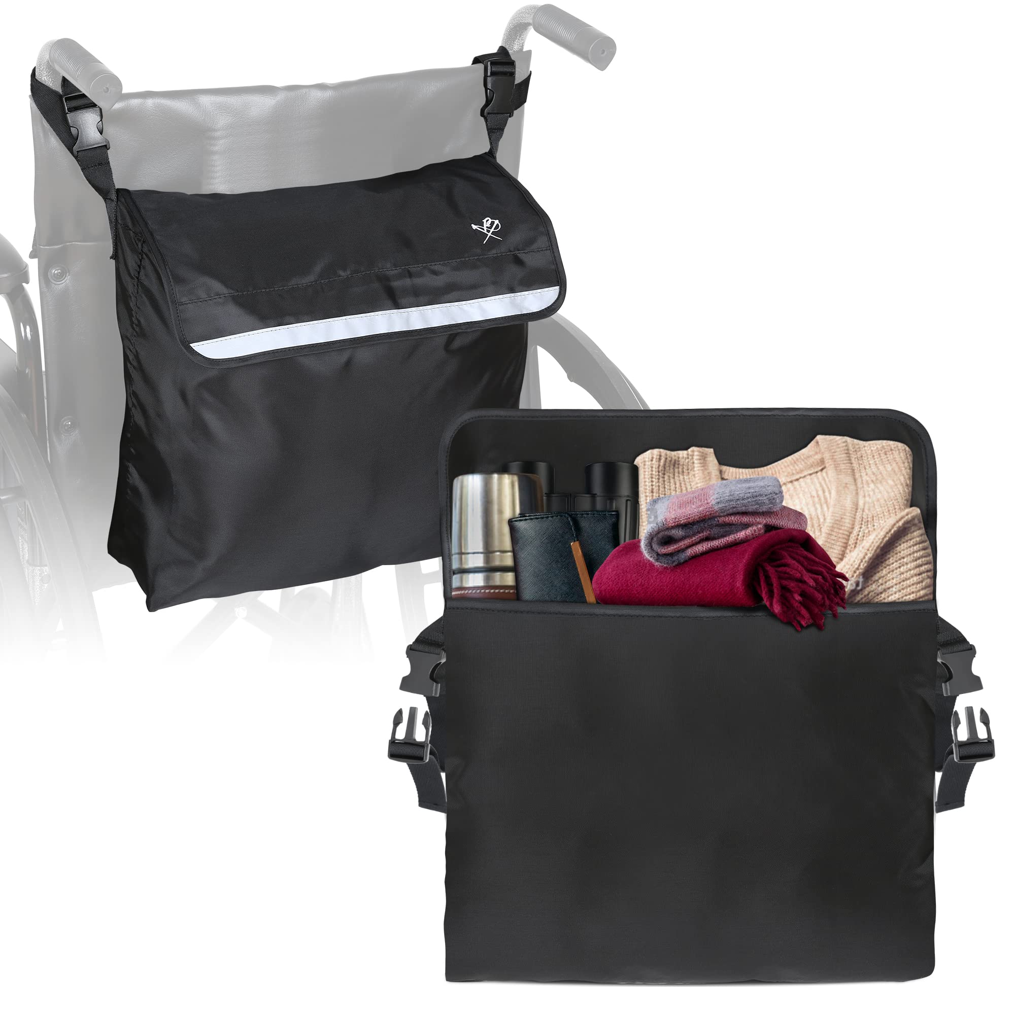 Pembrook Wheelchair Backpack for Back of Chair - Durable Wheelchair Bag for Walker & Mobility Accessories | Water-Resistant Walker Bag with Storage Pockets | Wheel Chair Caddy for Daily Essentials - Perfect for Shopping, Travel & Outdoor Activities