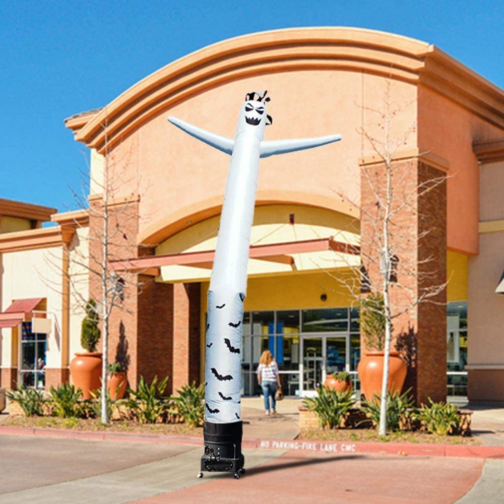 20ft Inflatable Tube Man Dancer - Ghost White Air Powered Advertising Solution with 1HP 2-Speed Blower | Perfect for Car Dealerships, Grand Openings & Outdoor Promotions