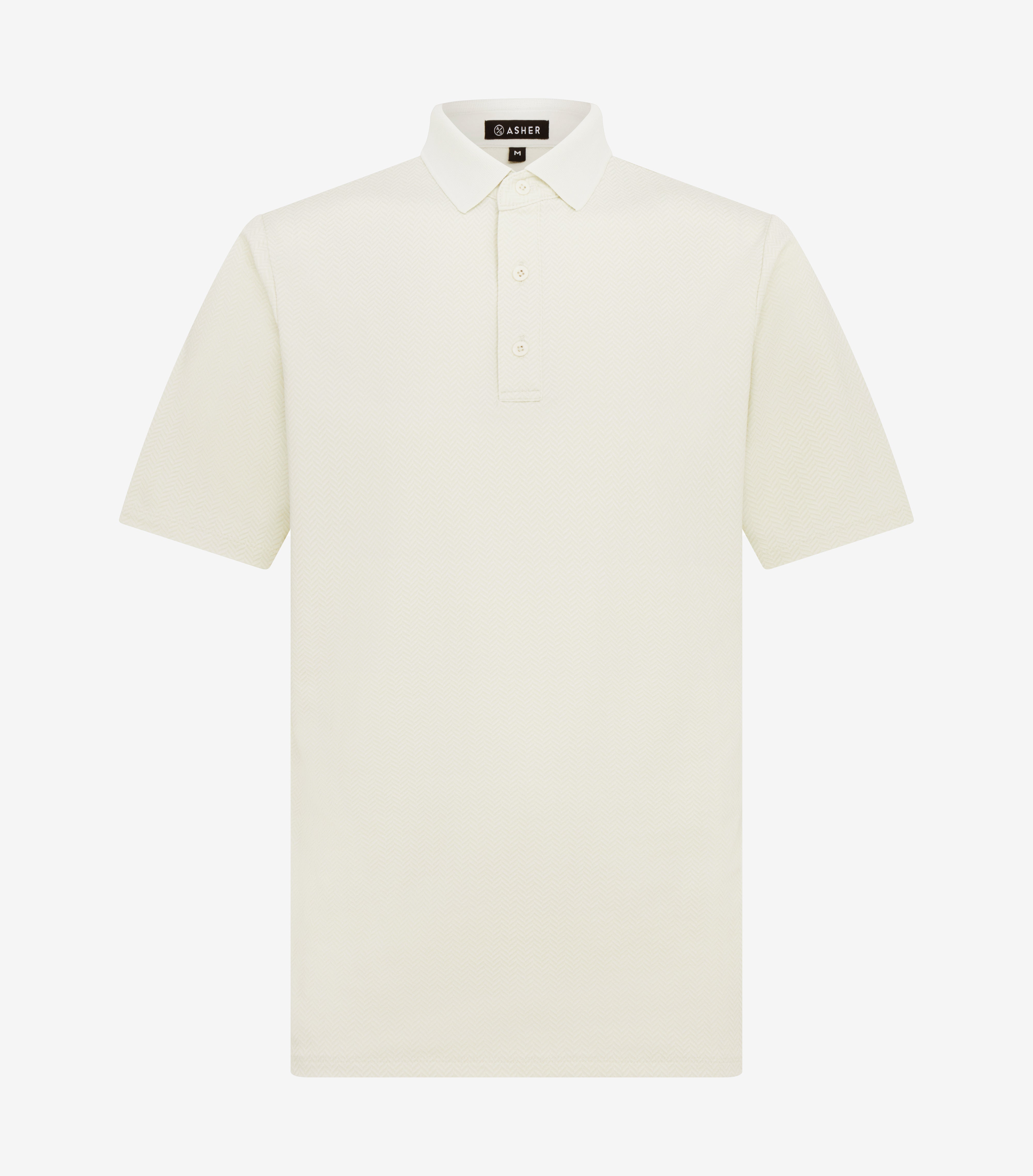 Men's Herringbone Pattern Polo Shirt - Classic Casual Button-Down Collar Shirt for Golf, Business & Everyday Wear