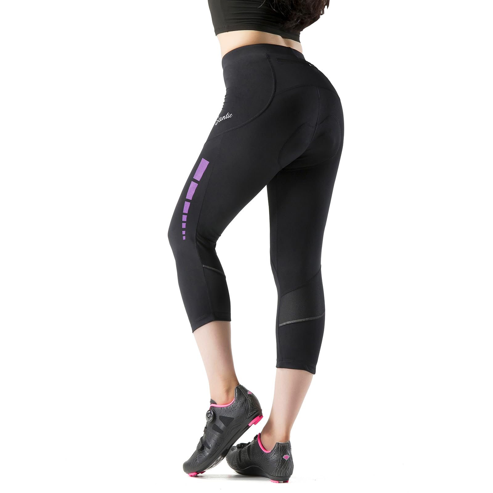 Santic Women's 4D Padded Cycling Capris - Breathable 3/4 Bike Shorts for Road & Mountain Biking | Perfect for Commuting, Spinning Classes & Outdoor Workouts