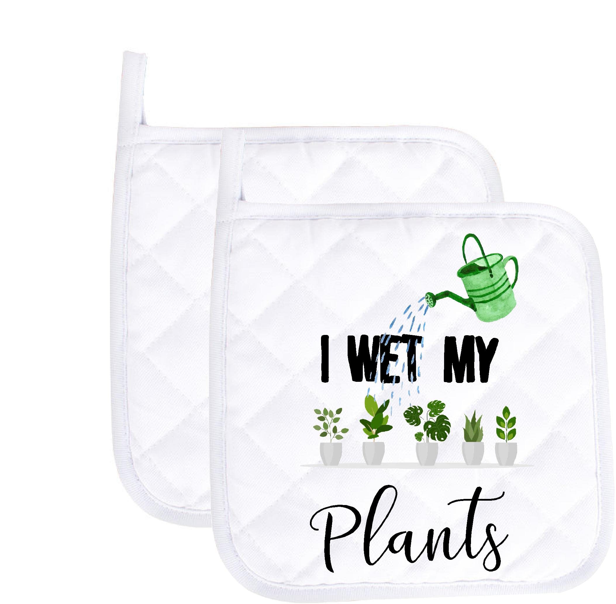 Funny Baking Pot Holders - 'I Wet My Plants' Heat Resistant Oven Mitts Set of 2 | Kitchen Hot Pads with Sayings | Housewarming Gifts for Baking Lovers | Perfect for Cooking, Baking & Kitchen Decor