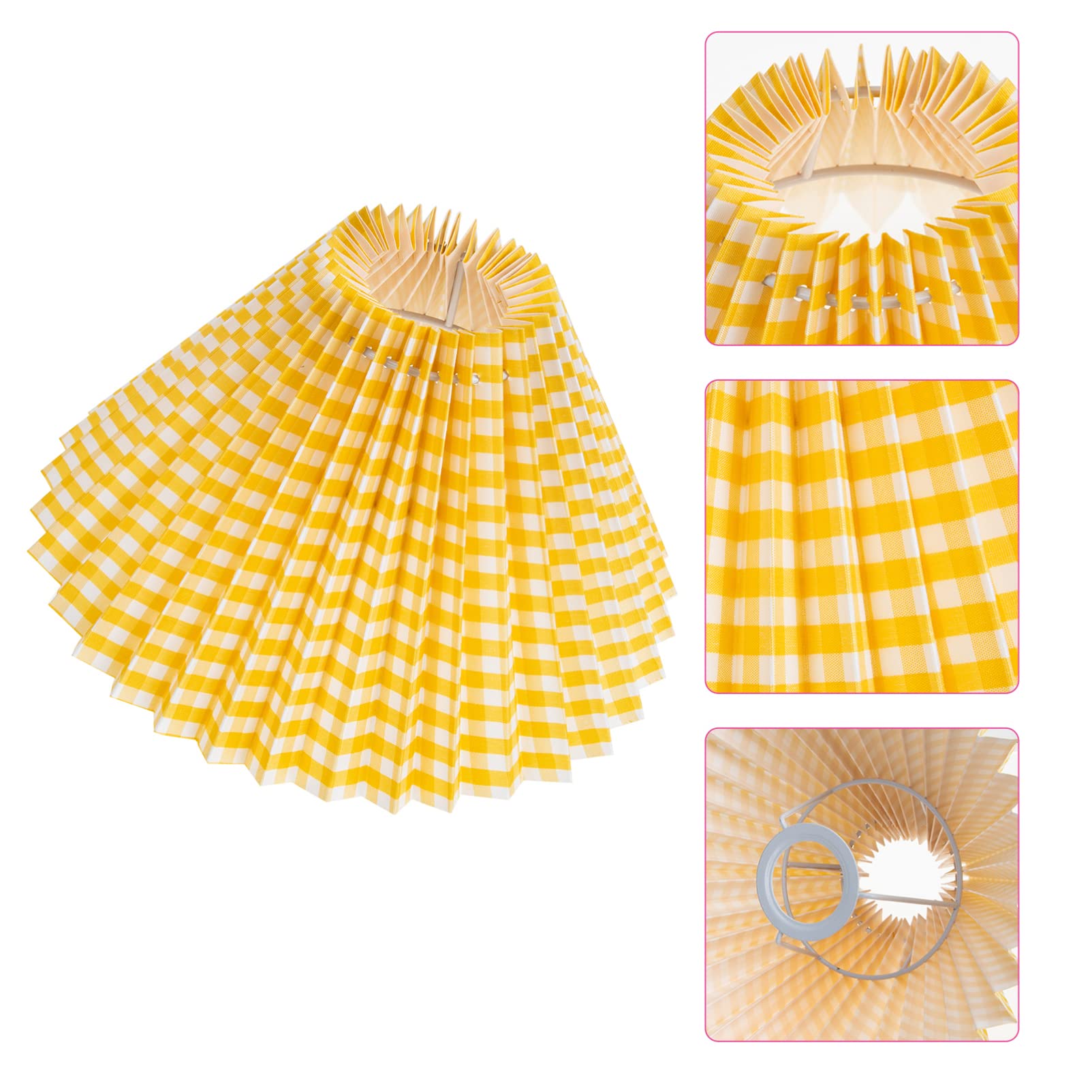 Japanese Style Pleated Fabric Lampshade - Replacement Shade for Table Lamps, Floor Lamps & Desk Lamps in Yellow | Perfect for Living Room, Bedroom & Office Lighting Decor
