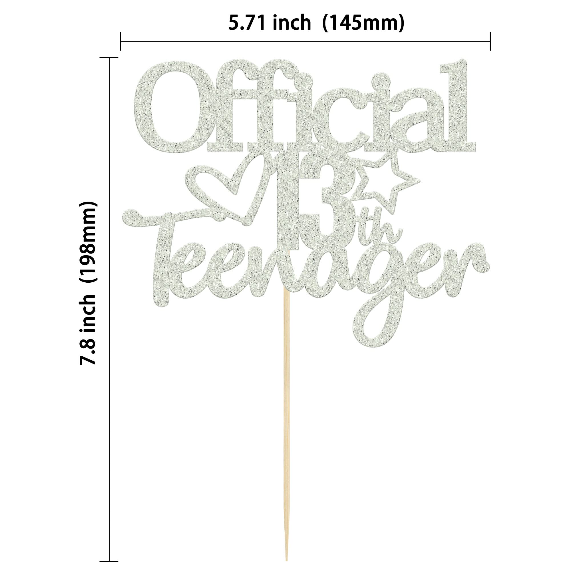 Officially A Teenager 13 Cake Topper - Rose Gold Glitter 13th Birthday Cake Decorations & Party Supplies for Teens - Perfect for Sweet 16, Quinceañera, and Milestone Birthday Celebrations