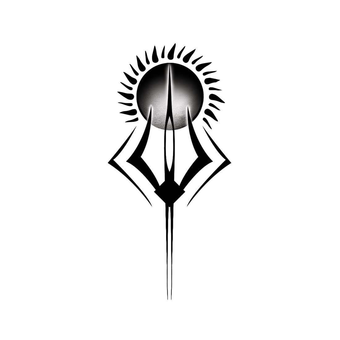Trishul with Sun Design Waterproof Temporary Tattoo for Men & Women - Perfect for Festivals, Parties, and Spiritual Events