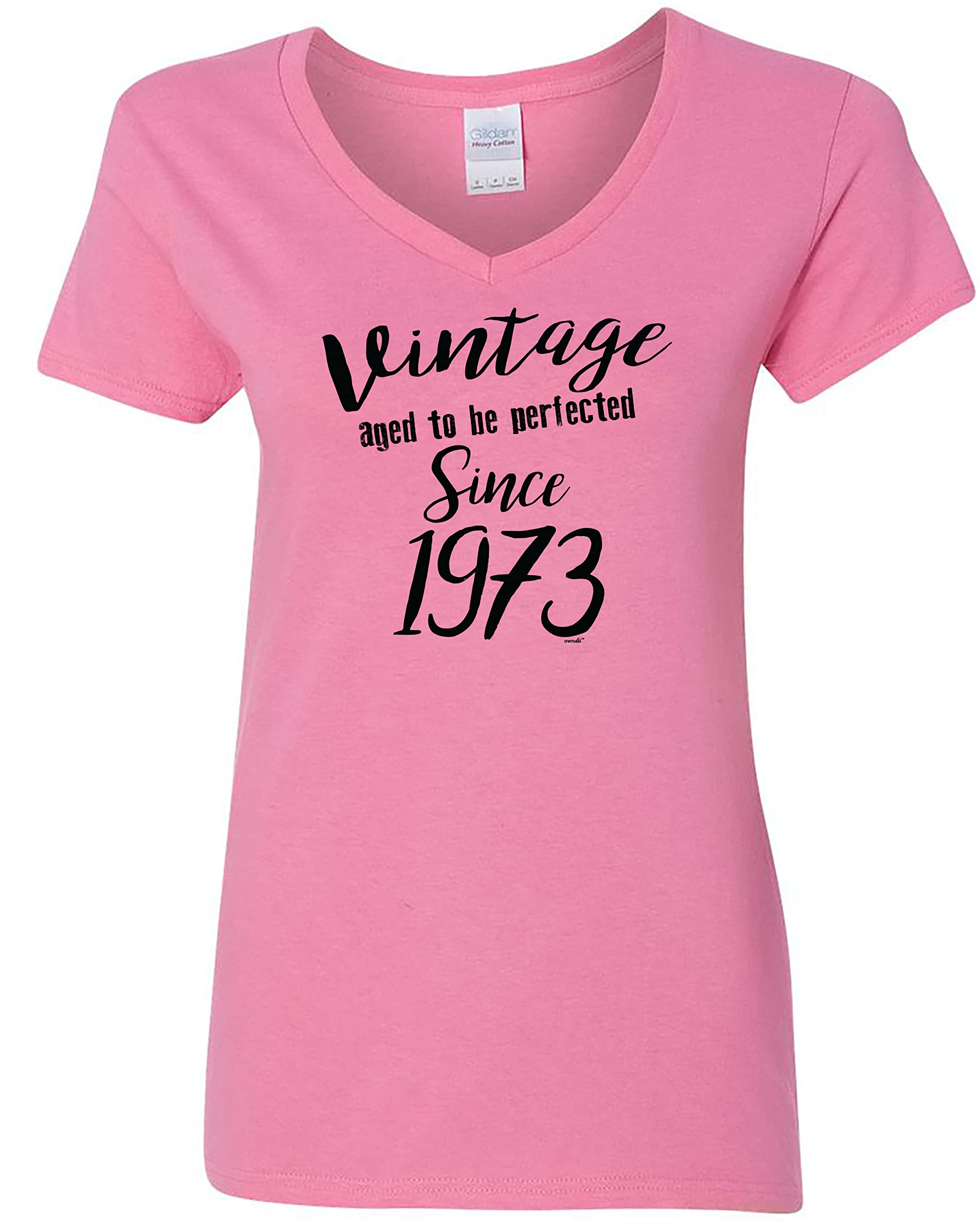 Vintage 50th Birthday Gift T-Shirt for Women - Aged to Perfection Since 1973 V-Neck Tee | Perfect for Milestone Celebrations & Casual Wear