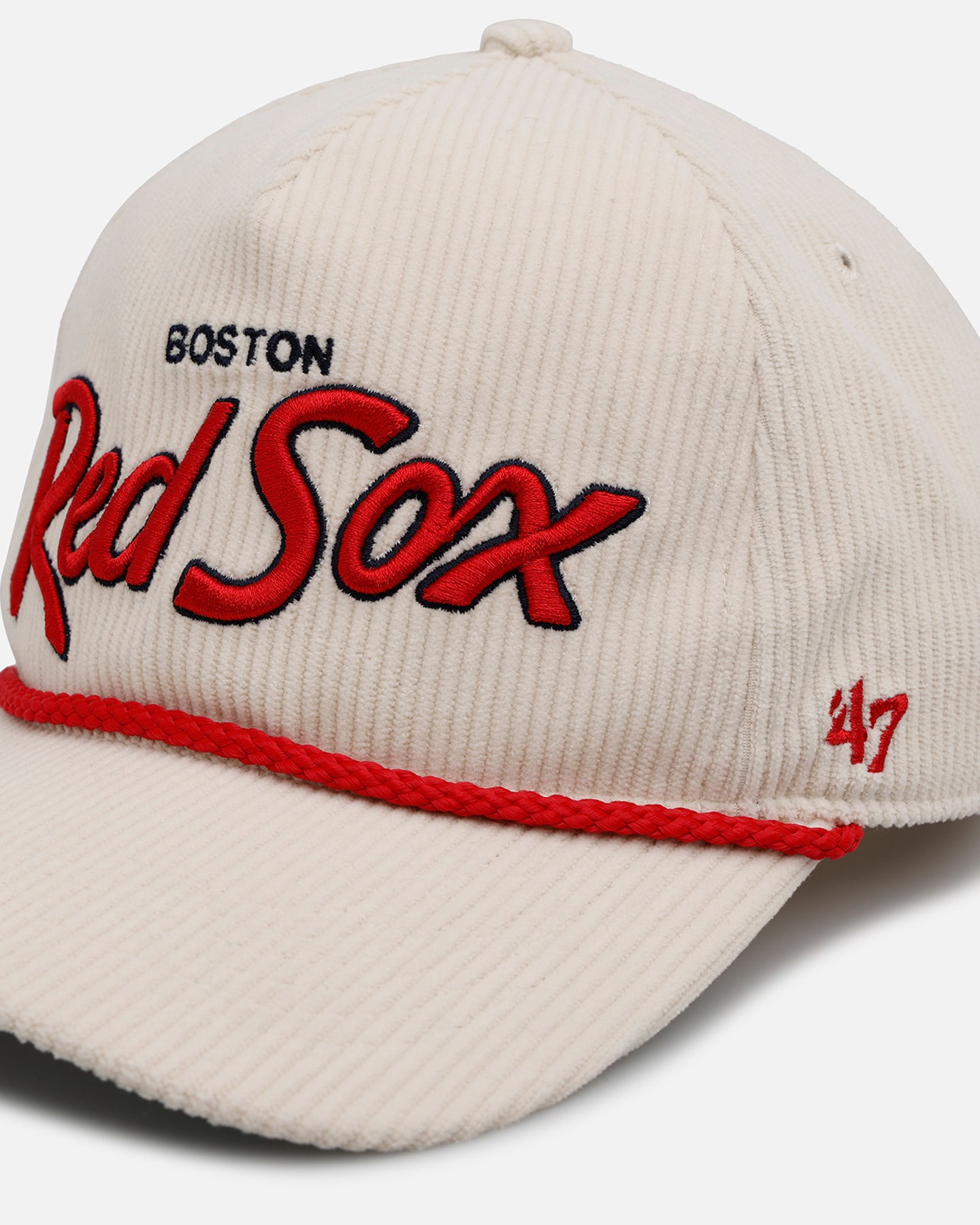 47 Brand Boston Red Sox 'Natural Script' Premium Hitch Corduroy Snapback Hat - Official MLB Licensed Baseball Cap for Men & Women - Perfect for Sports Fans, Casual Wear & Game Day Outfits