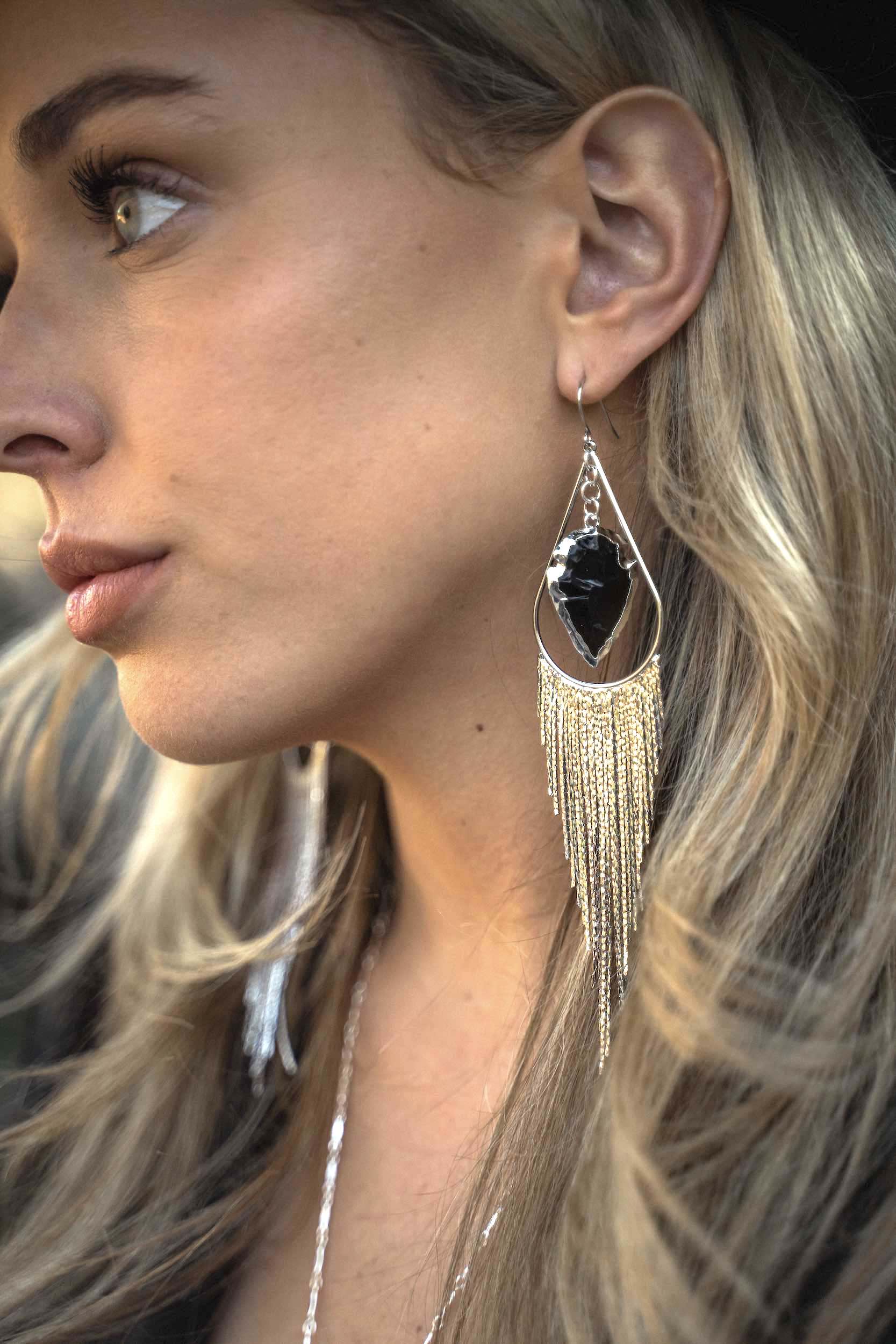Transforming My Energy Obsidian Silver Earrings – Healing Crystal Jewelry for Chakra Balancing & Positive Vibes | Perfect for Meditation, Yoga & Spiritual Healing