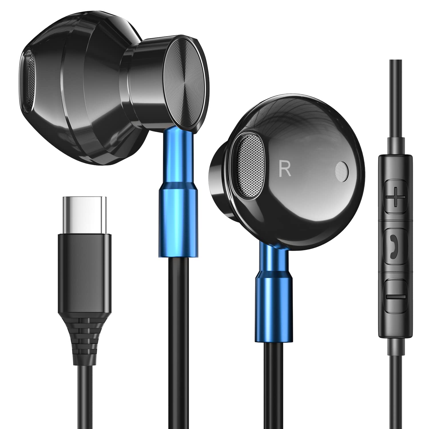 USB C Headphones with Microphone, Wired Earbuds for Samsung Galaxy S24/S23/S22/S21/A55/A35/A54/A53, iPhone 15/16, OnePlus 10/9/8T, Google Pixel 9/8/7 - HD Lossless Sound for Gaming, Workouts & Commuting