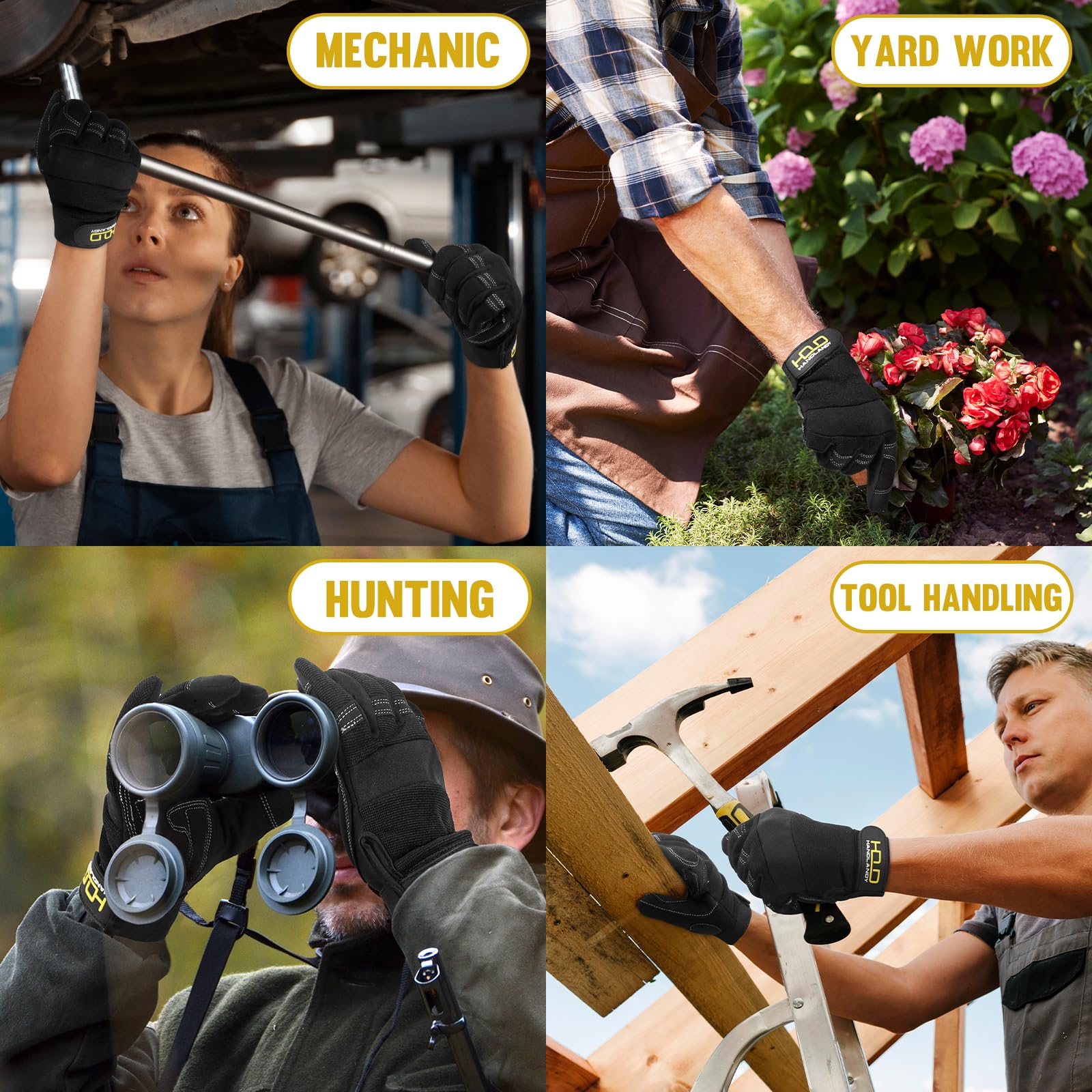 Handlandy Touch Screen Work Gloves for Men & Women - Mechanic & Yard Work