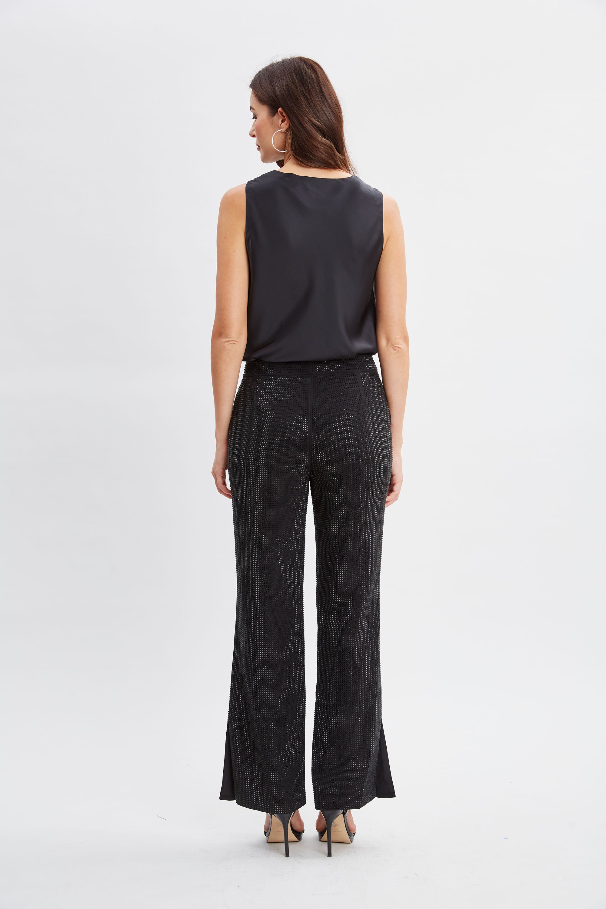 Sparkling Rhinestone Embellished Women's High-Waisted Pants - Fashionable Party Pants for Night Out, Club Wear & Special Occasions