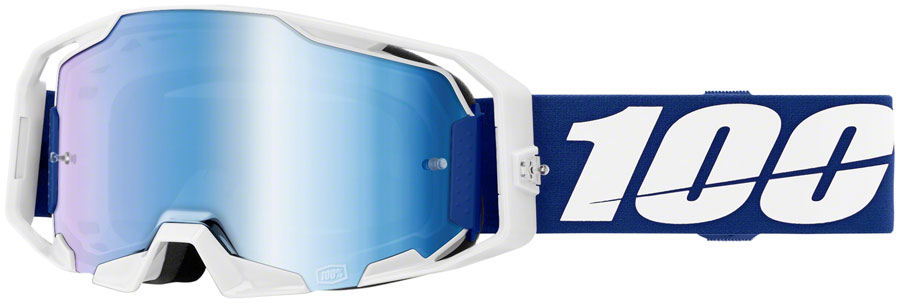 100% ARmatic Goggles - Blue Frame with Mirror Blue Lens | UV Protection Sports Sunglasses for Cycling, Running & Outdoor Activities