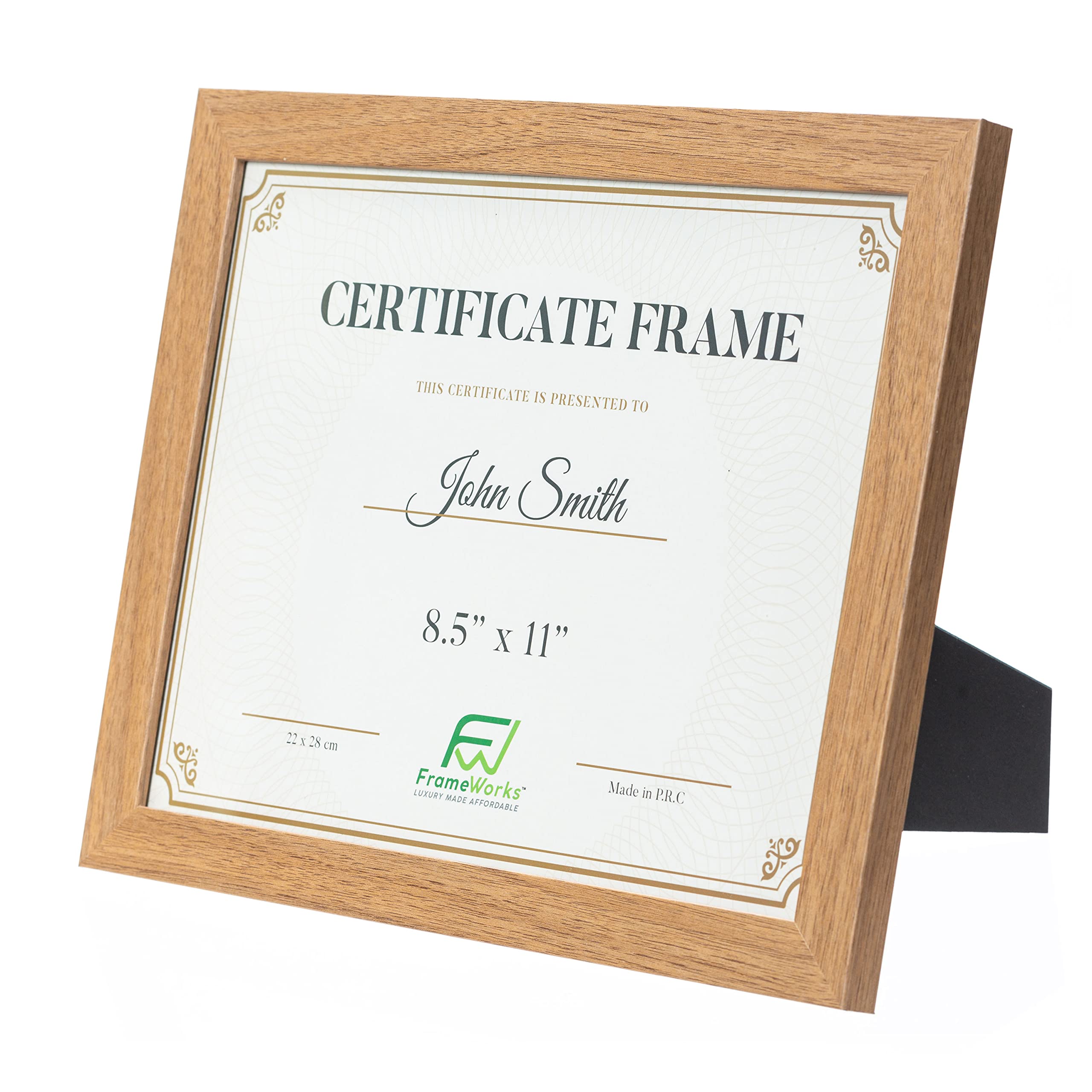 8.5x11 Wooden Picture Frames with Tempered Glass - Golden Oak Finish, 2-Pack for Home Office Decor, Certificates & Photo Display
