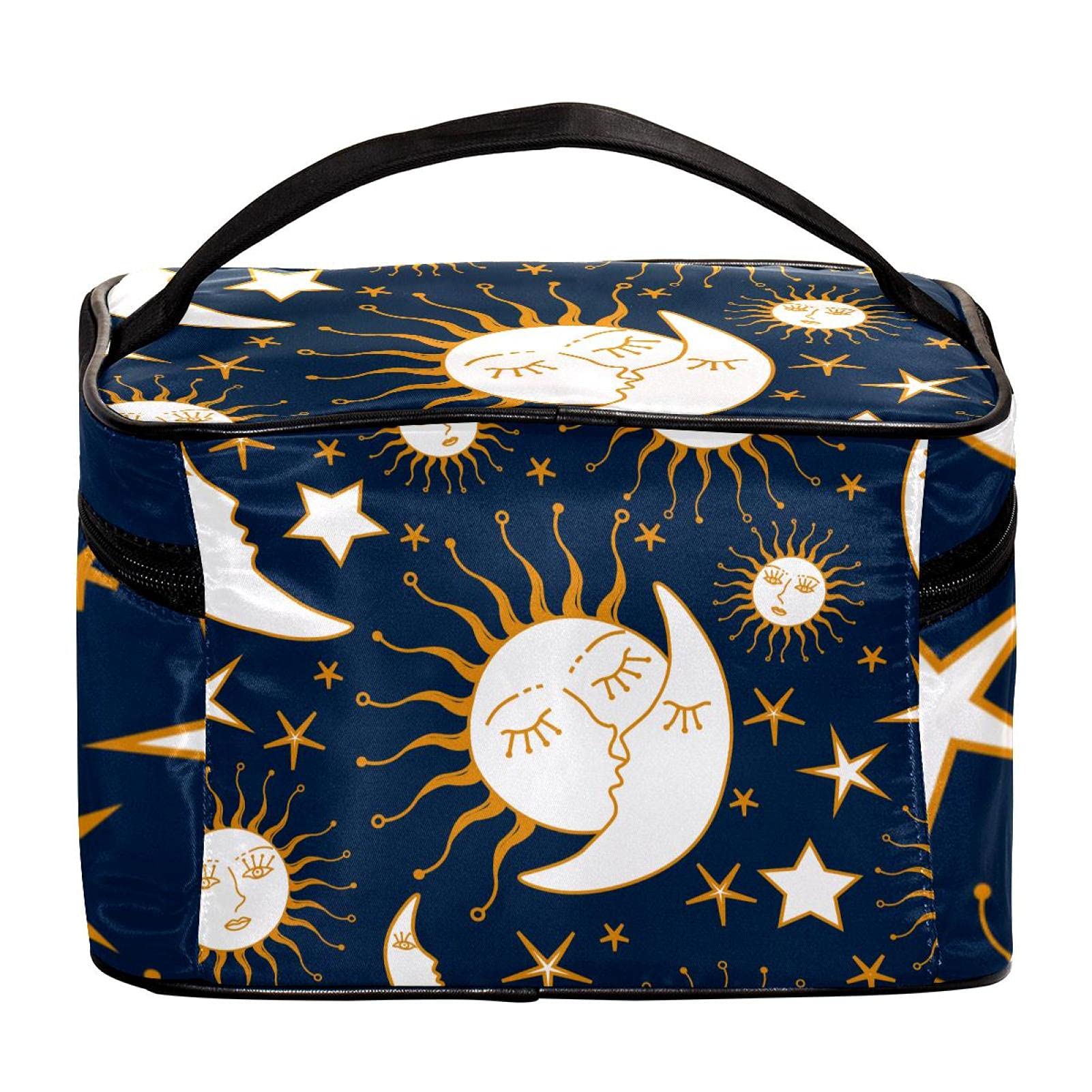 Boho Sun Kiss Moon Stars Travel Makeup Bag - Large Cosmetic Organizer with Zipper for Women & Girls | Perfect for Travel, Gym & Daily Essentials Storage