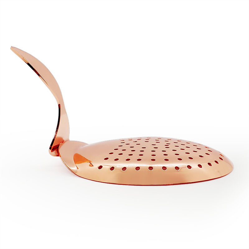 BarConic® Copper Plated Julep Strainer with Curved Handle - Perfect for Cocktail Mixing, Bartending & Home Bar Use
