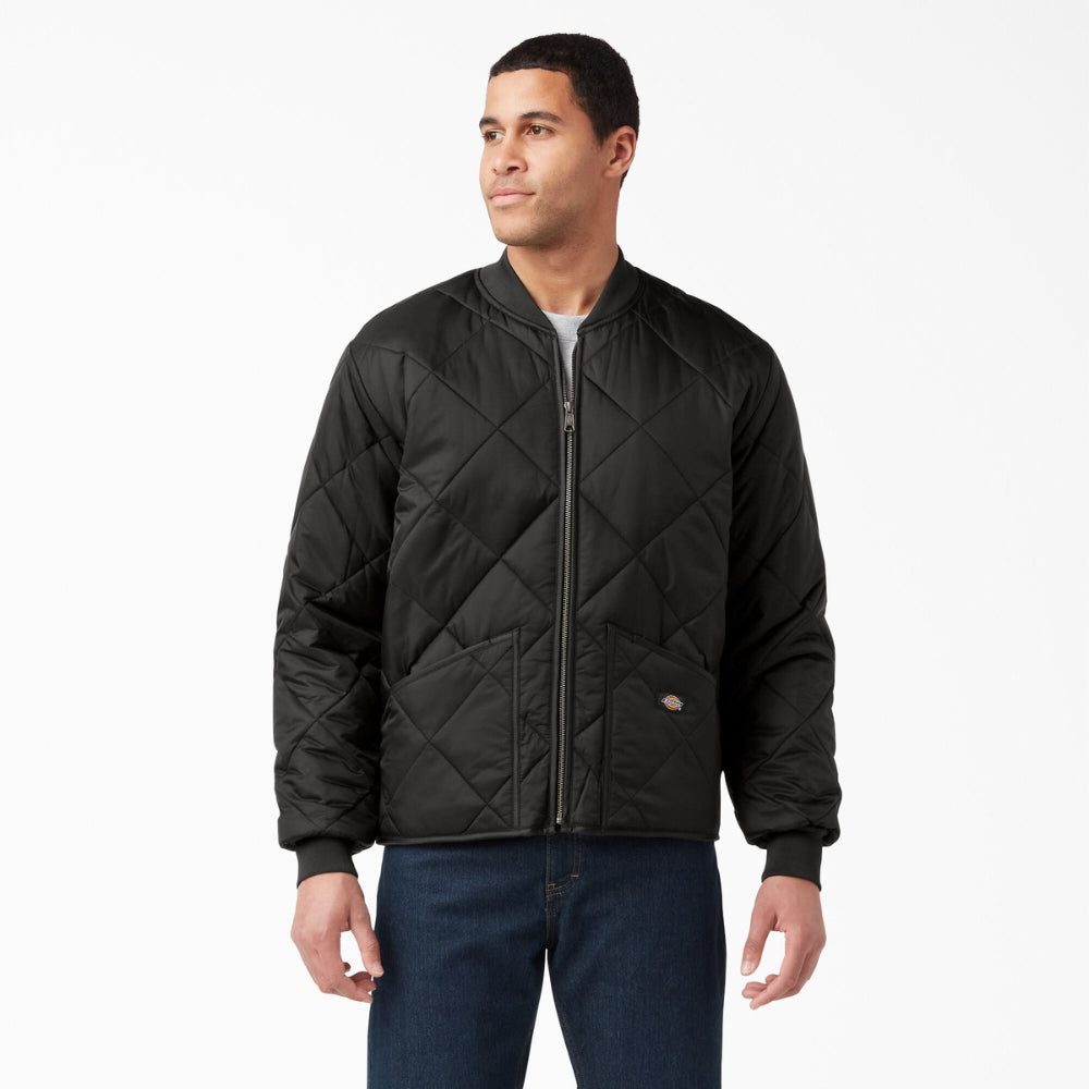 Dickies Men's Diamond Quilted Jacket - Lightweight Work Jacket for Men, Water-Resistant Winter Coat with Warm Lining | Perfect for Construction, Outdoor Work & Casual Wear