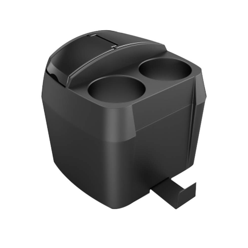 Wakauto Car Trash Can with Cup Holder - Leakproof Auto Garbage Bin & Storage Box for Vehicles - Perfect for Road Trips, Commuting & Travel (Black)