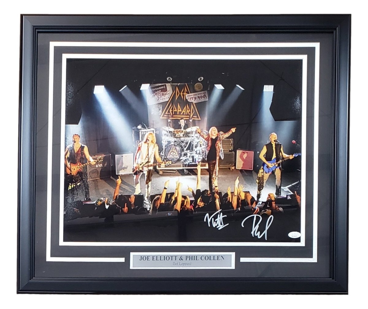 Joe Elliott & Phil Collen Autographed 16x20 Framed Def Leppard Band Photo with JSA COA - Perfect for Rock Music Fans, Man Cave Decor & Collector's Display
