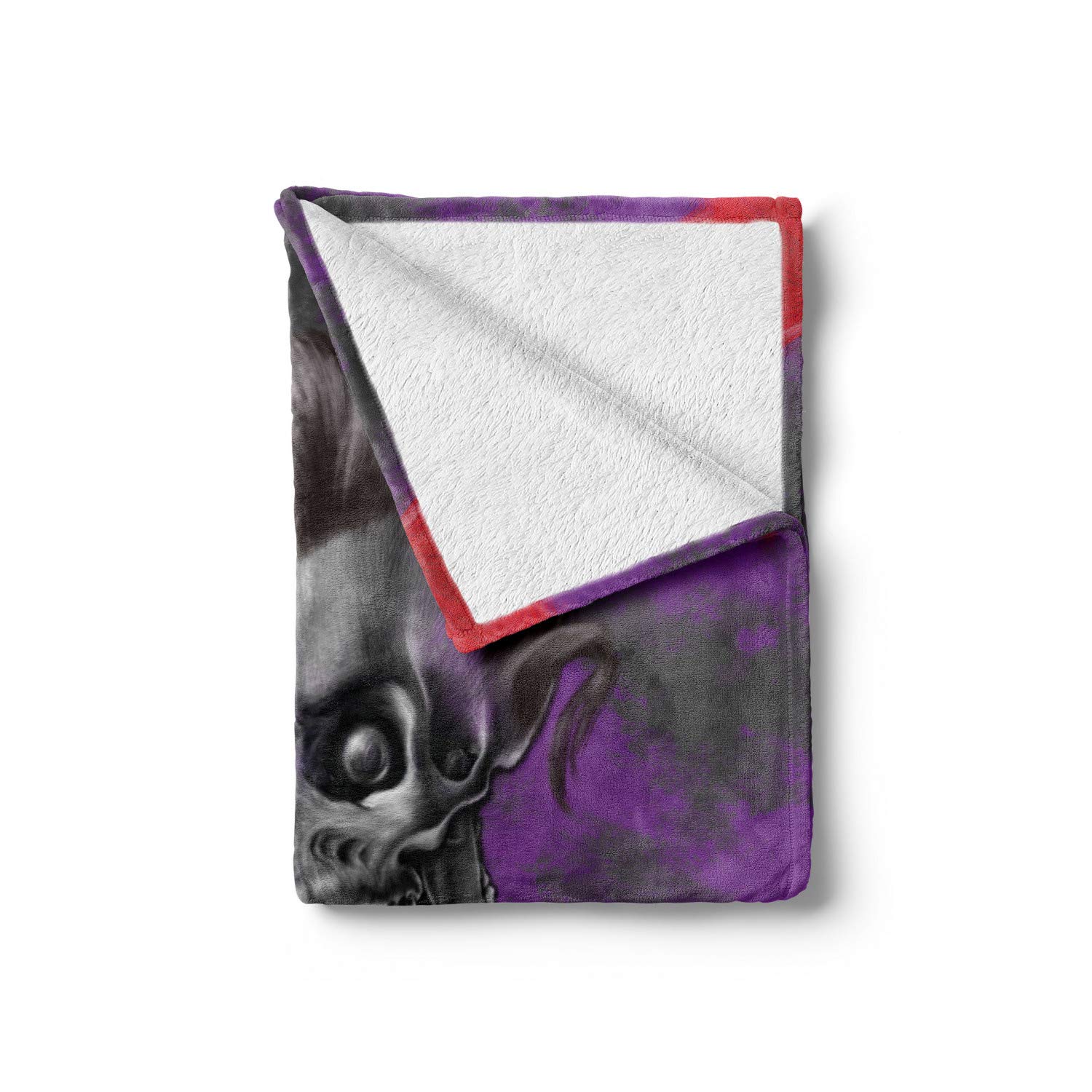 Ambesonne Skull Throw Blanket - Gothic Skeleton & Tuxedo Hearts Print, Soft Flannel Fleece Accent Blanket for Couch, Bed, Sofa - 70x90 Inches Black & Red - Perfect for Halloween Decor, Gothic Home Decor, and Cozy Winter Nights
