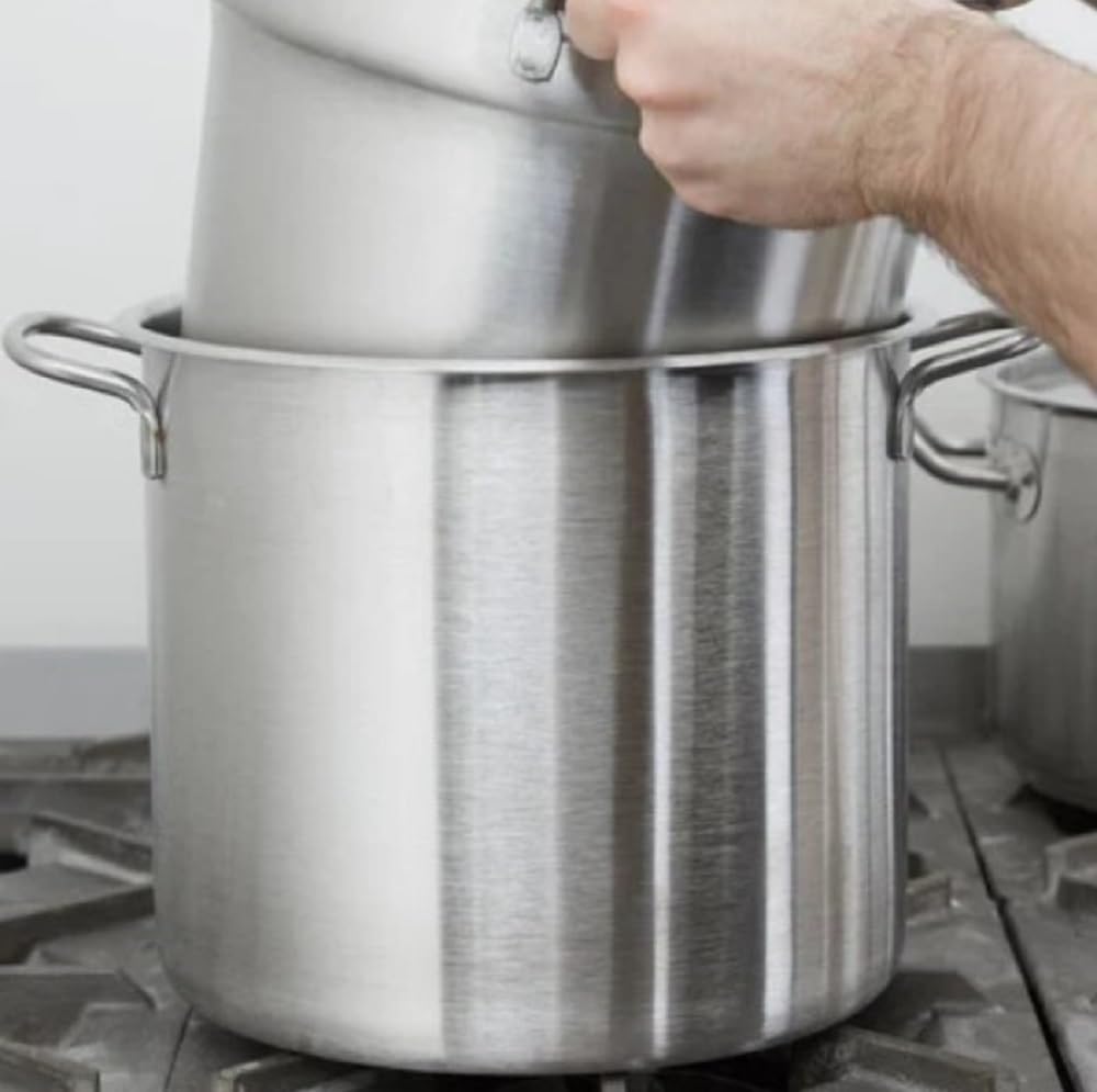 16 Qt. Aluminum Double Boiler Pot with Lid - Steam Melting Stock Pot for Butter, Chocolate, Cheese, Caramel - Perfect for Fondue, Candy Making, Desserts & Sauces - Ideal for Home Kitchens & Professional Bakeries