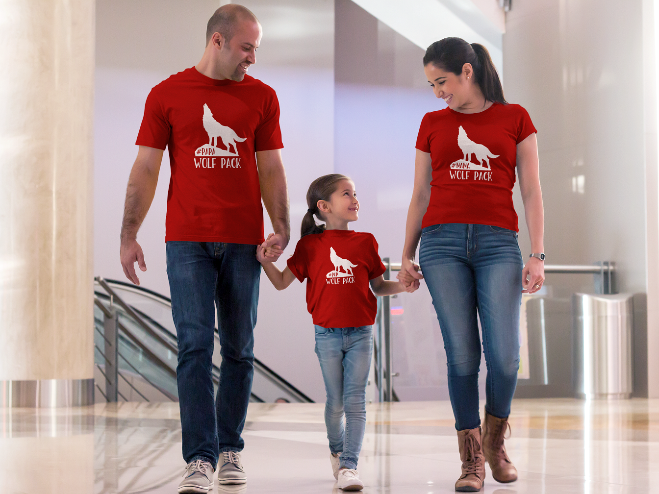 Wolf Pack Matching Family Shirts - Mom Dad Son Matching Outfits for Family Photos, Reunions & Holidays | Premium Quality Cotton T-Shirts